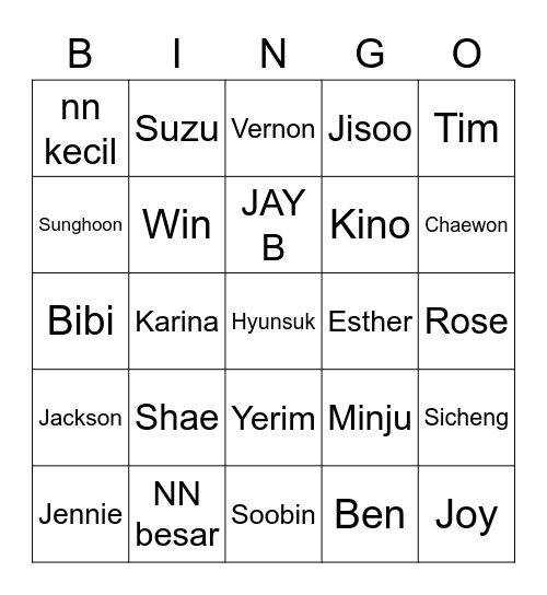 Bingo Hyunsuk Bingo Card