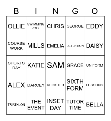 MIMA! Bingo Card