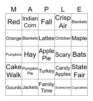 Fall Festival Bingo Card