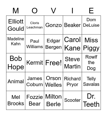 MUPPET Bingo Card