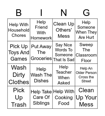 Acts Of Kindness!! Bingo Card