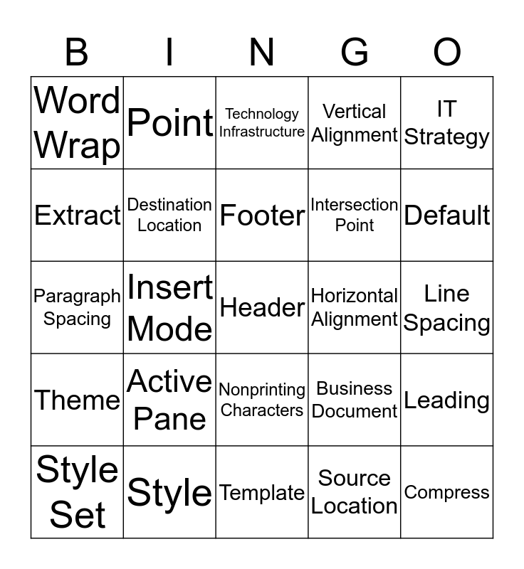 Computer Bingo Card