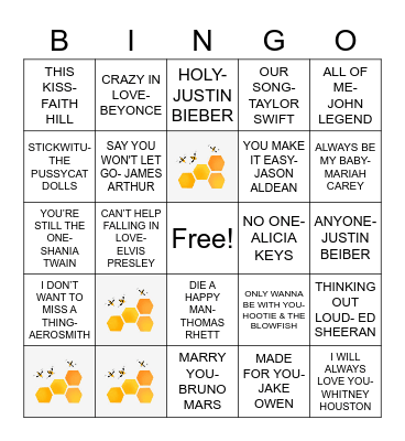 Emily's Musical Bingo Card