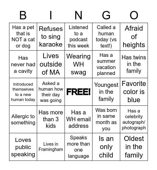 Workhuman HX Bingo! Bingo Card