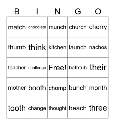 TH and CH Bingo Card