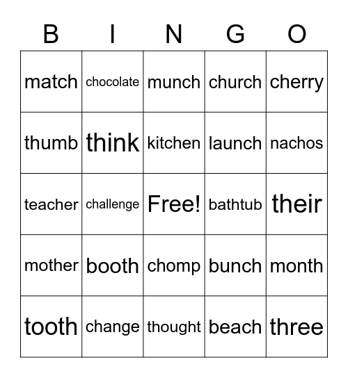 TH and CH Bingo Card