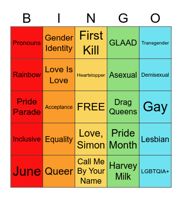 Pride Bingo Board Bingo Card