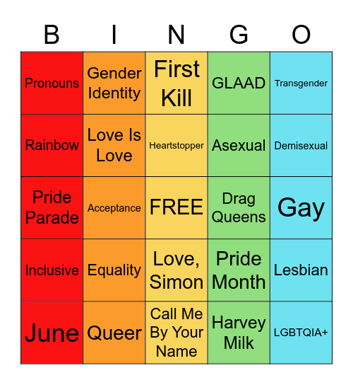 Pride Bingo Board Bingo Card