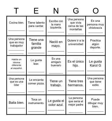 VAMOS A CONOCERNOS Bingo Card