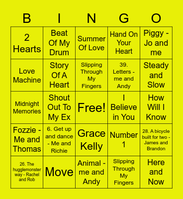 Yellow - Joanna Bingo Card