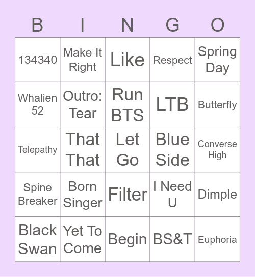 @_koffeebt Bingo Card