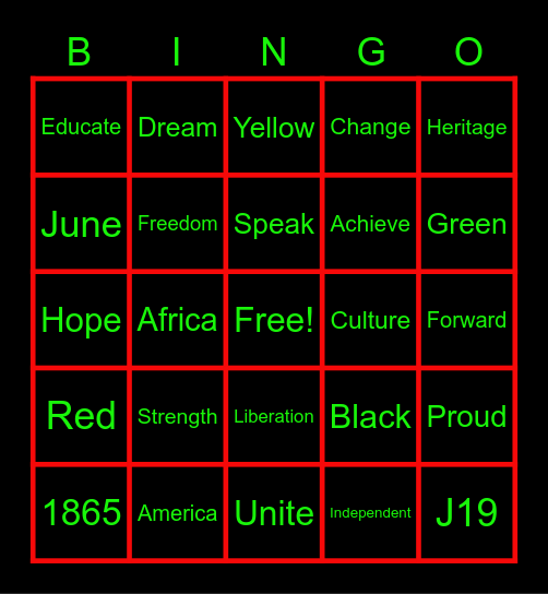 Juneteenth Bingo Card