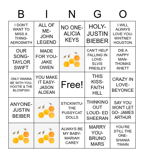 Emily's Musical Bingo Card