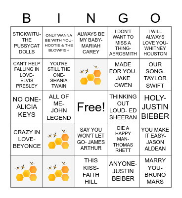 Emily's Musical Bingo Card