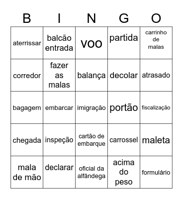 Travel Bingo Card Bingo Card