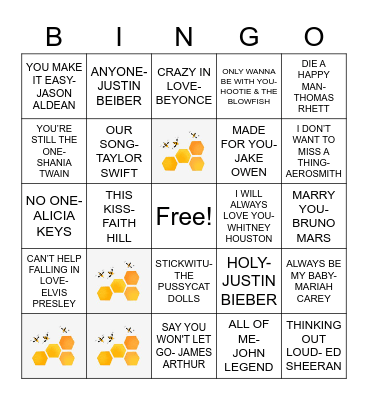 Emily's Musical Bingo Card