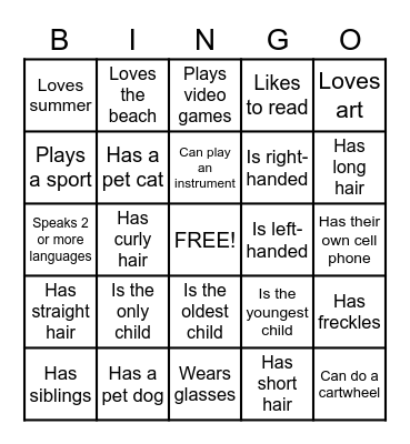 Icebreaker Bingo Card Bingo Card