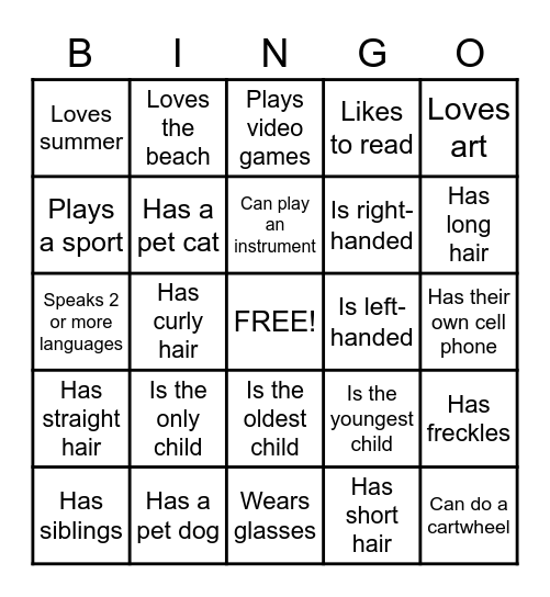 Icebreaker Bingo Card Bingo Card