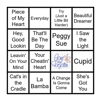 Gone Too Soon Bingo Card