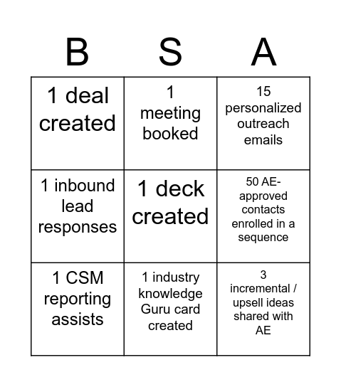 BSA-C-ingo Bingo Card