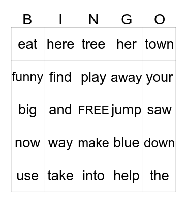 Sight Word Review for Week of Sept. 7th & 14th Bingo Card
