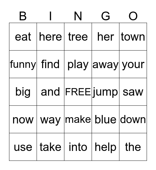 Sight Word Review for Week of Sept. 7th & 14th Bingo Card