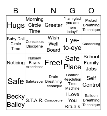 Conscious Discipline Bingo Card