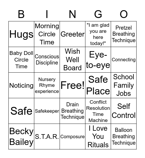 Conscious Discipline Bingo Card