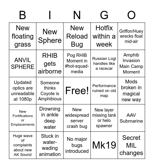 Squad 3.0 Bingo Card