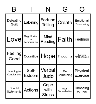 Cognitive Distortions Bingo Card