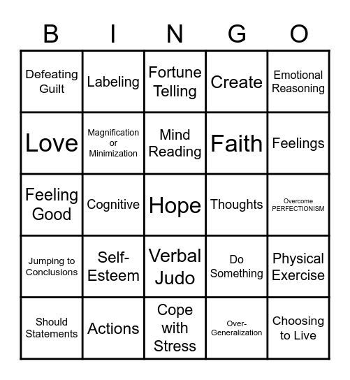 Cognitive Distortions Bingo Card