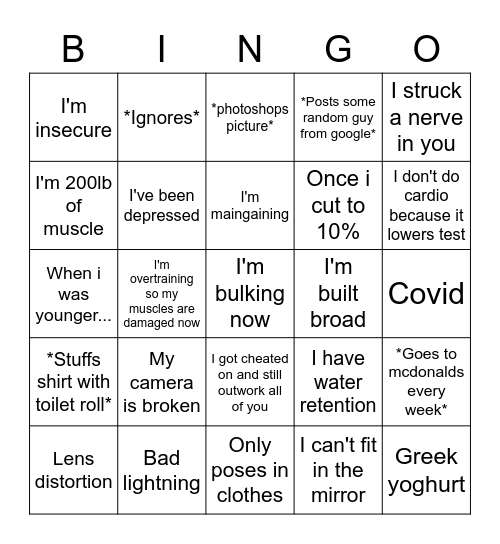 Post physique cope bingo Card