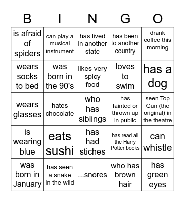 Find Someone Who Bingo Card