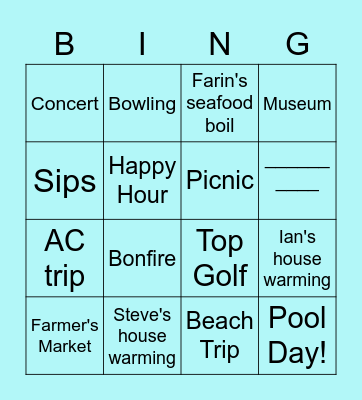 Summer Fun With Bestie Bops! Bingo Card