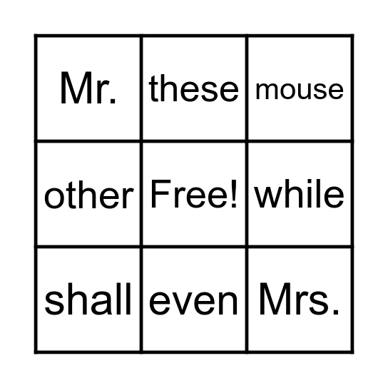 Module 3 Week 3 High Frequency Bingo Card