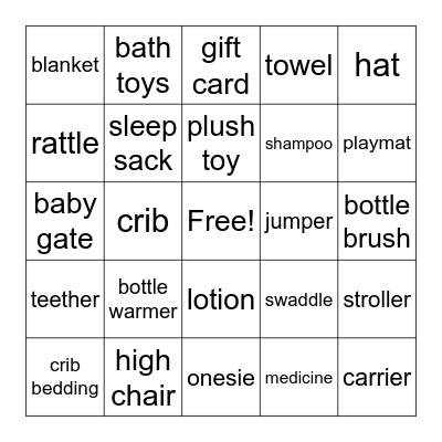 Baby Bingo Card