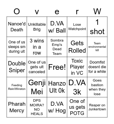 Overwatch Bingo Card