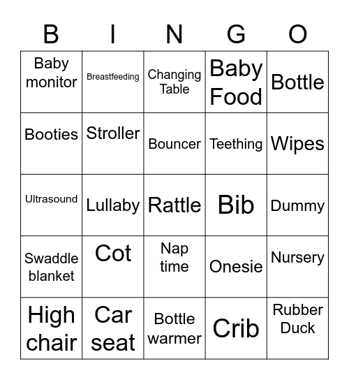 ROYAL BABY SHOWER BINGO Card