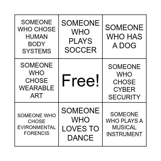 Tech Trek People Scavenger Hunt Bingo Card
