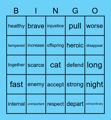 Opposite Day Bingo Card