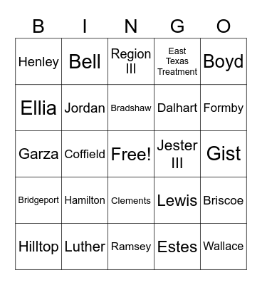 TDCJ UNITS Bingo Card