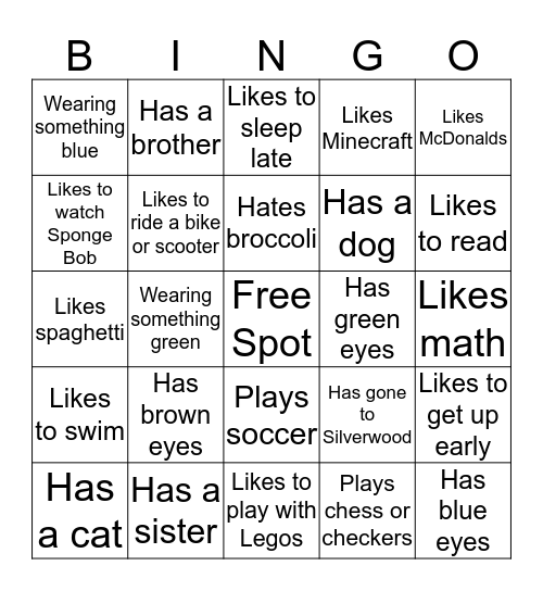 People Bingo Card