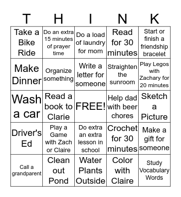 Arianna Bingo Card