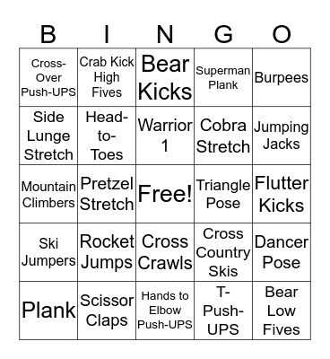 Health-Related Components of Fitness Bingo Card