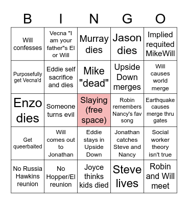 ST4 Predictions Bingo Card