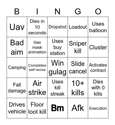 COD Warzone ( caldera ) Bingo Card