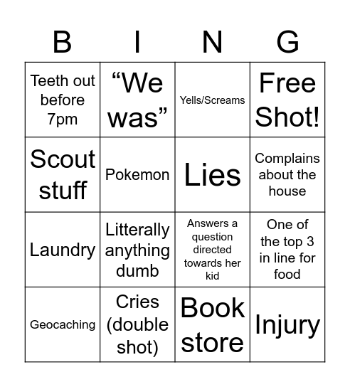 Secret Vacation Bingo!! Bingo Card