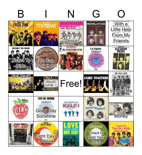 Beatles Bingo Card