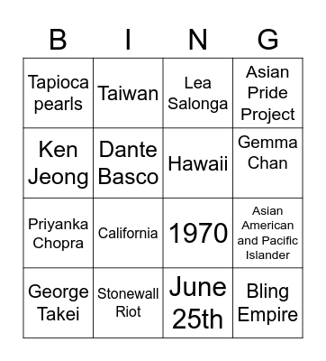 APANSA x PRIDE Bingo Card