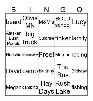 David's Dirty Thirty Birthday Bingo Card
